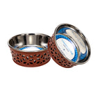 Apricot Brandy Country Living farmhouse dog bowl with a coated exterior, 16 oz