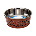 Dishwasher-safe Country Living stainless steel dog bowl in Apricot Brandy