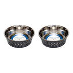 Gray Country Living farmhouse dog bowl with a coated exterior, in 16 or 30 oz