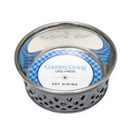 Gray farmhouse-style stainless steel dog bowl by Country Living, dishwasher safe