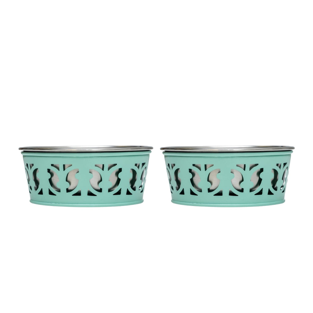 Mint green farmhouse-style dog bowl by Country Living for small to medium dogs