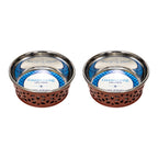 Country Living farmhouse stainless steel dog bowls in Apricot Brandy, a set of 2