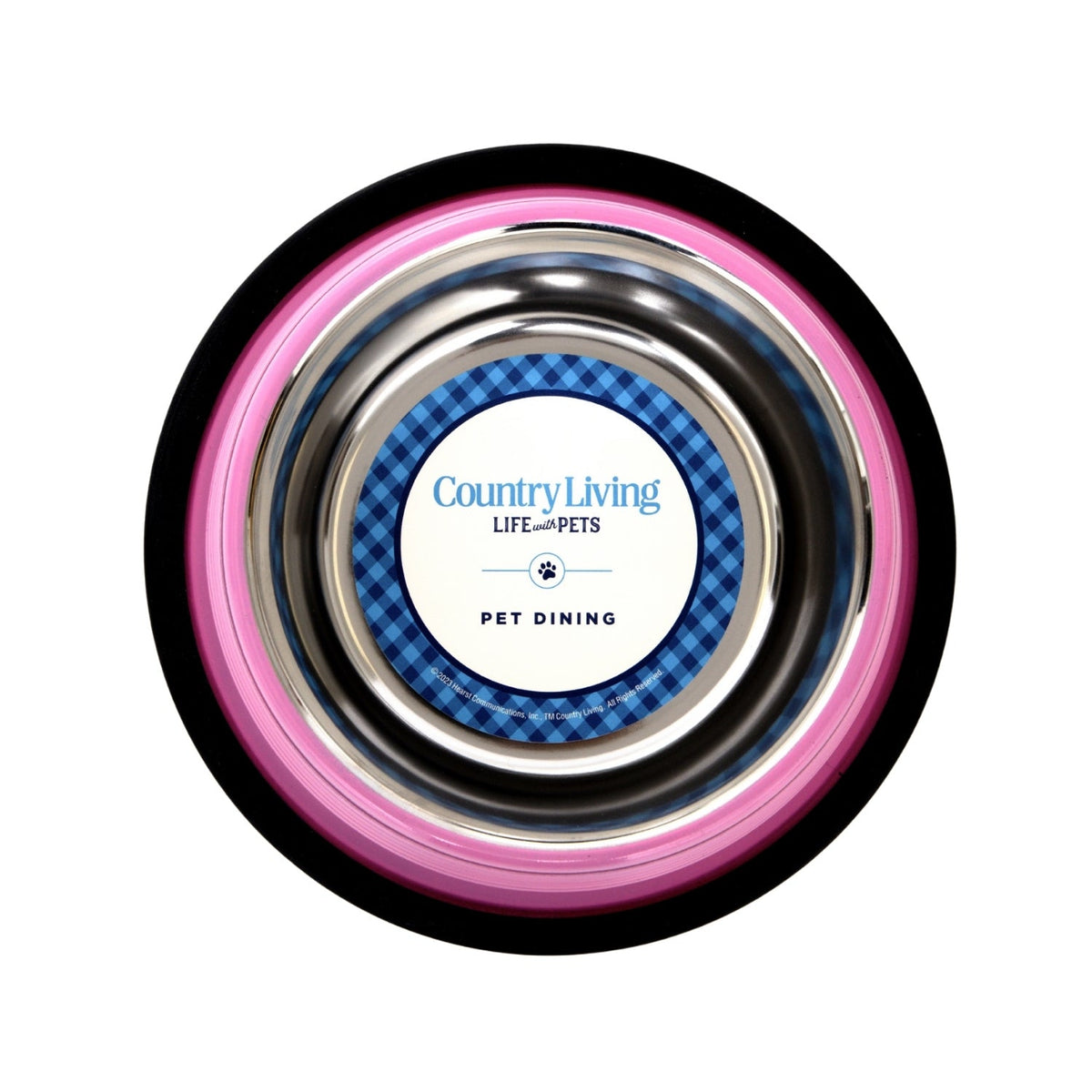 Carnation Pink Country Living ribbed bowls for dogs and cats, sold as a set of 2