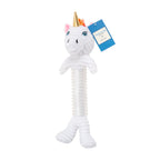 Country Living unicorn corduroy plush dog toy with thermoplastic rubber accents and a long, skinny body