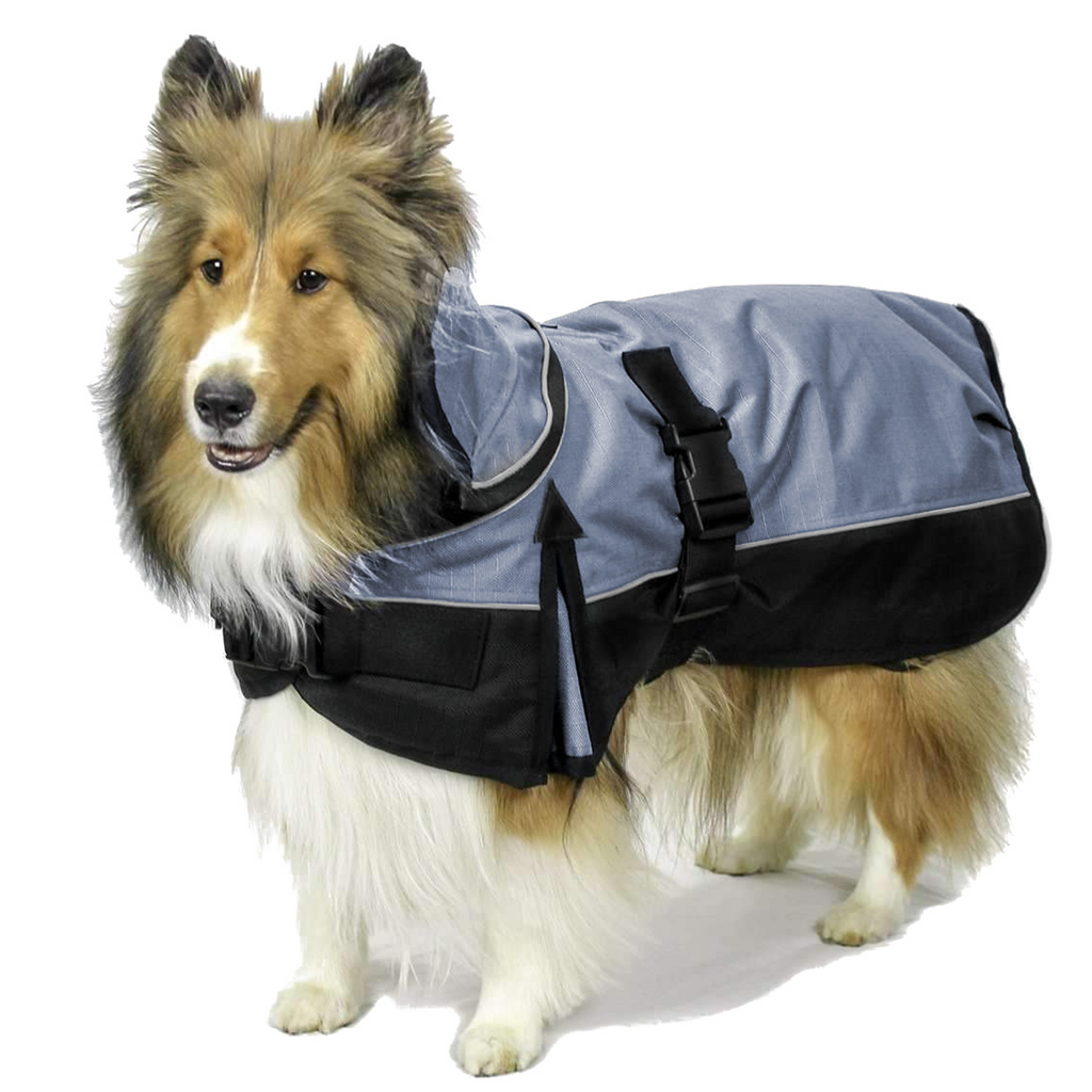 Charcoal and black Derby Originals Ruff Pup 1200D dog coat with reflective trim