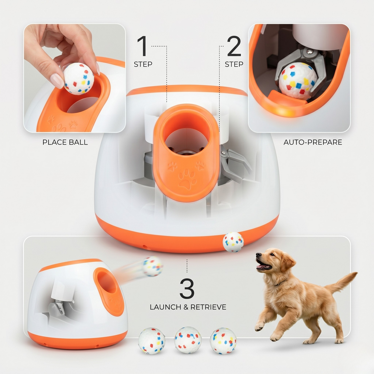 Automatic dog ball launcher with CE and RoHS certification, per the supplier