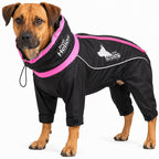 Black Dog Helios Weather-King full-body winter dog jacket with 3M reflective trim