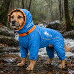 Dog Helios Weather-King full-body jacket with a leash slit on the back and embroidered accents