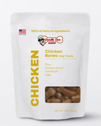 Doodle Doo Bakery chicken dog treats, crunchy handmade bites with real chicken listed first