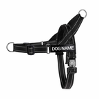Personalized dog harness with a custom-embroidered name