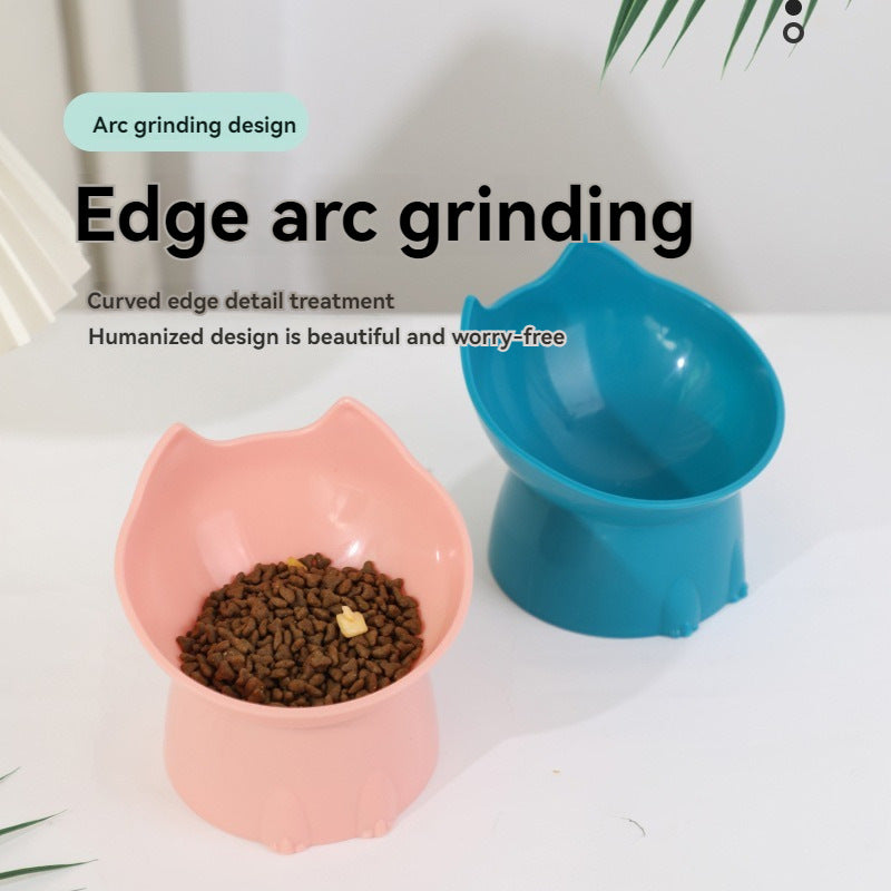 Ergonomic raised pet bowl tilted to help keep your pet's neck in a natural line