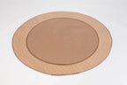 Stack of round EZwhelp brown laminated pads, made in 36, 48 and 60 inch diameters