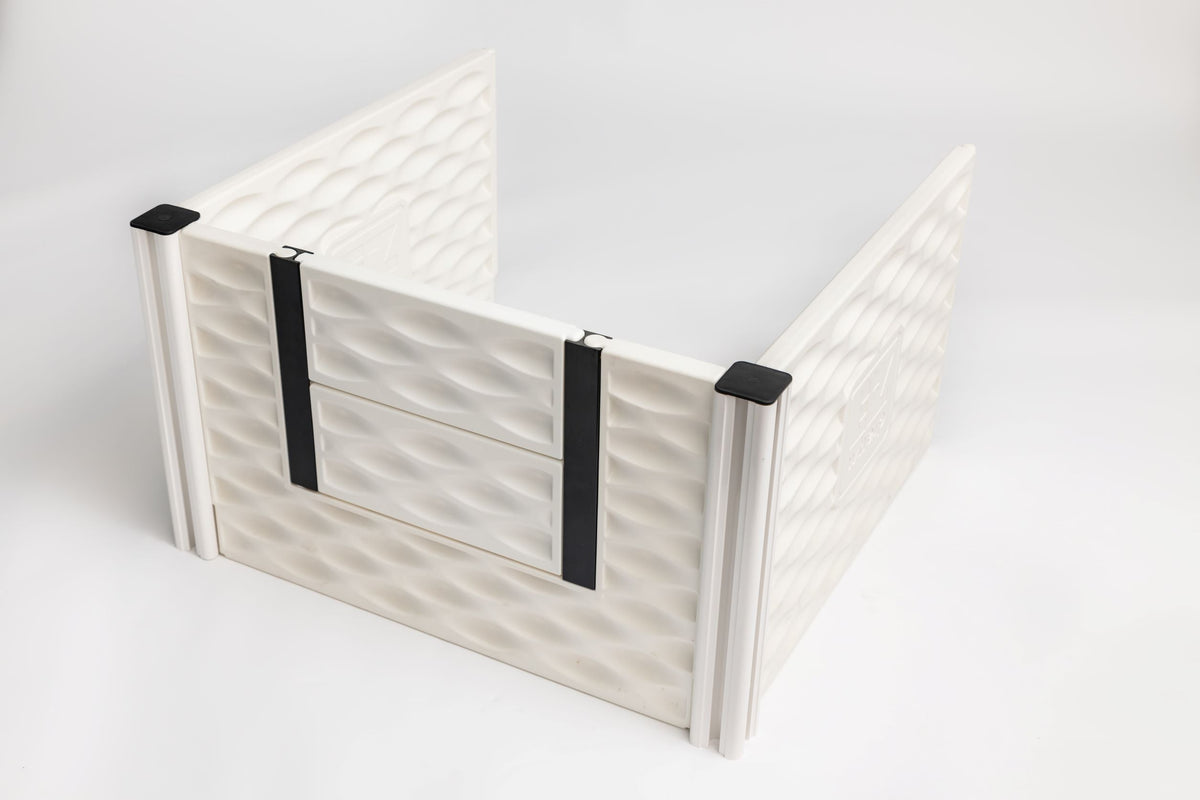 EZwhelp EZclassic 28x28 Add-On Room with a front panel set with doors, two 28 inch side panels and 2 posts