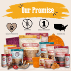 Our Promise graphic from Farm to Pet for its Treat Toppers line of single-ingredient powders