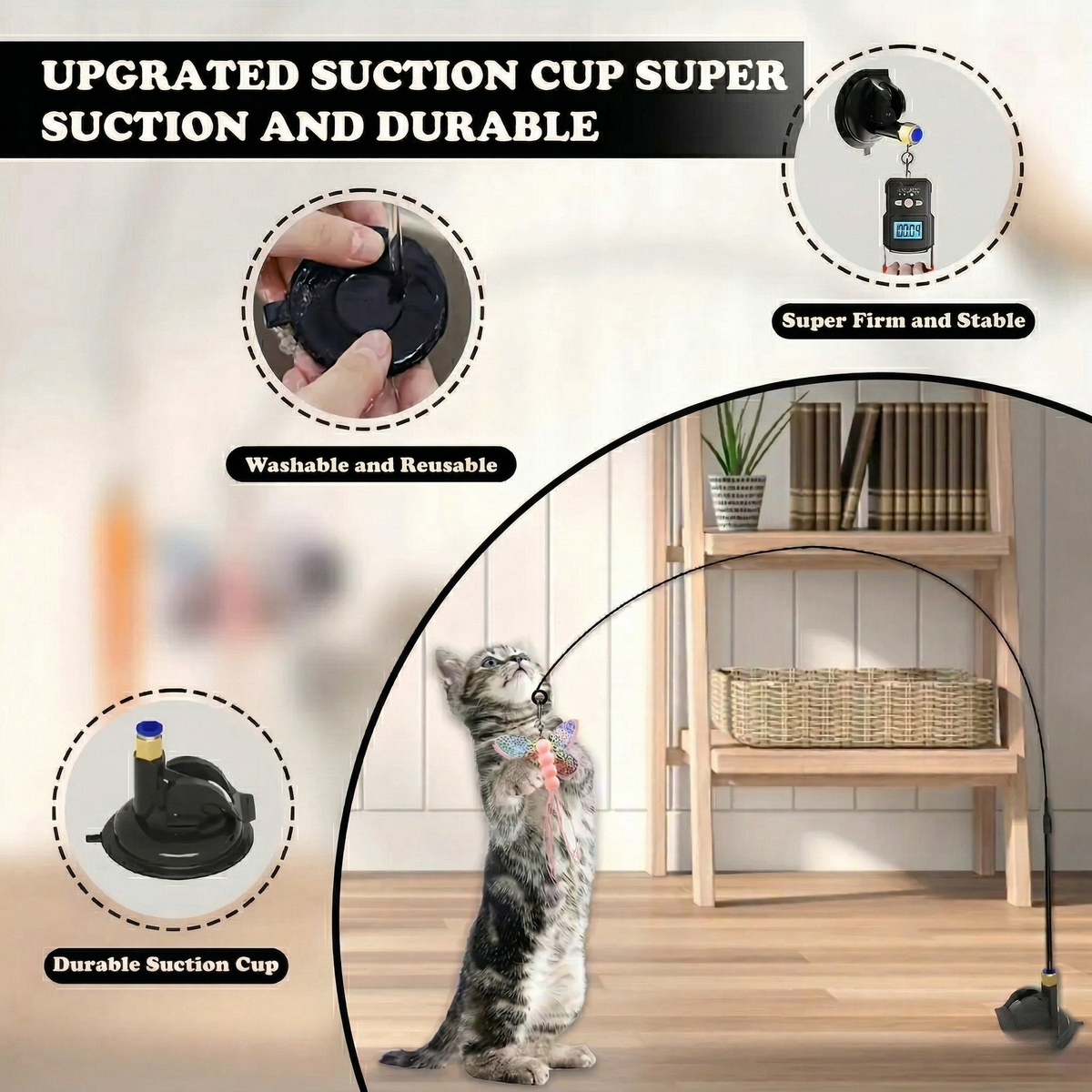 Feather wand cat teaser toy for daily indoor exercise and bonding with your cat