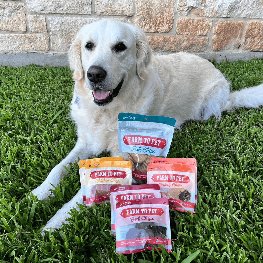 Farm to Pet Fish Chips as training treats for dogs, the walleye flavor in the Puppy Pack