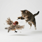 Flapping sparrow interactive cat toy with soft faux fur and wings that move like a real bird