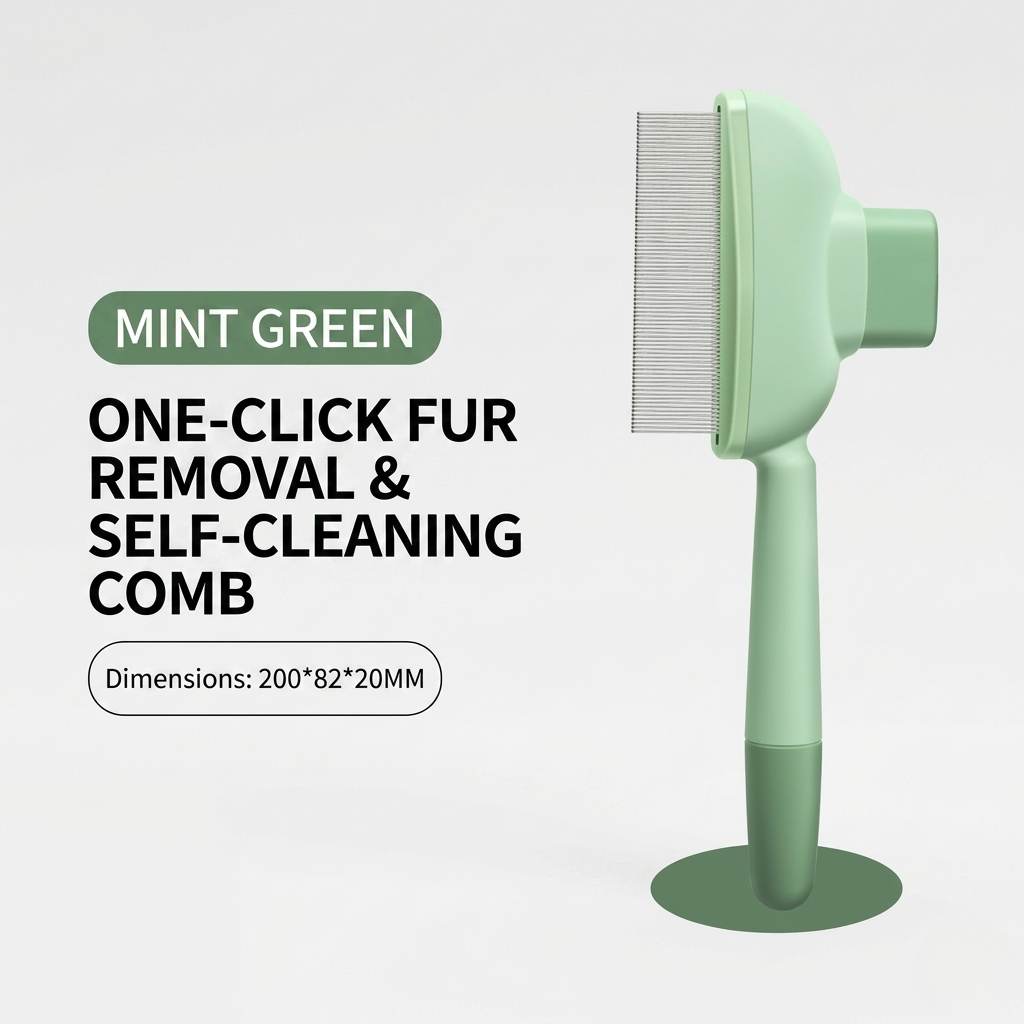Green flat tooth row comb for pet grooming, sold as an option in this brush listing
