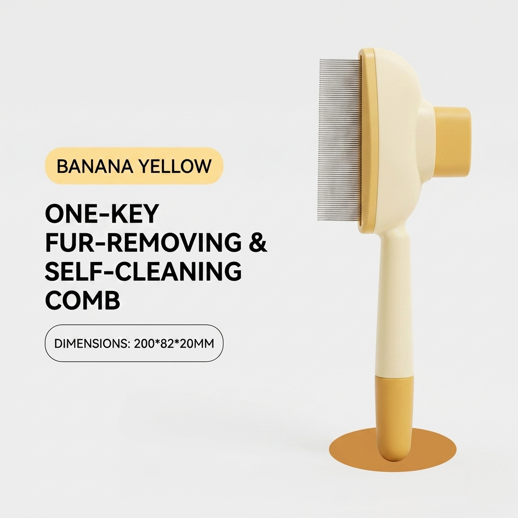 Yellow flat tooth row comb, one of the comb options in this pet grooming listing