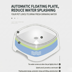 Floating plate slow water bowl for dogs that cuts down on splashes and wet muzzles