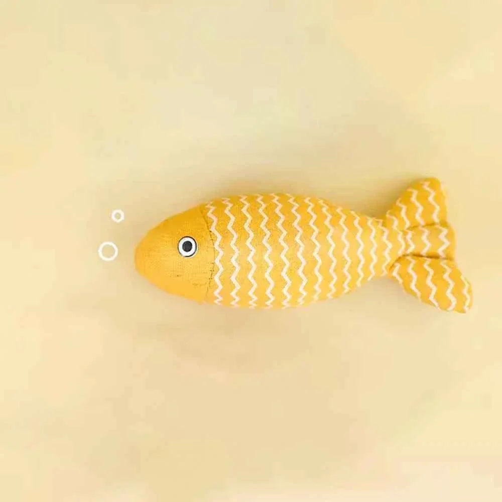 Yellow rechargeable flopping fish cat toy with catnip inside