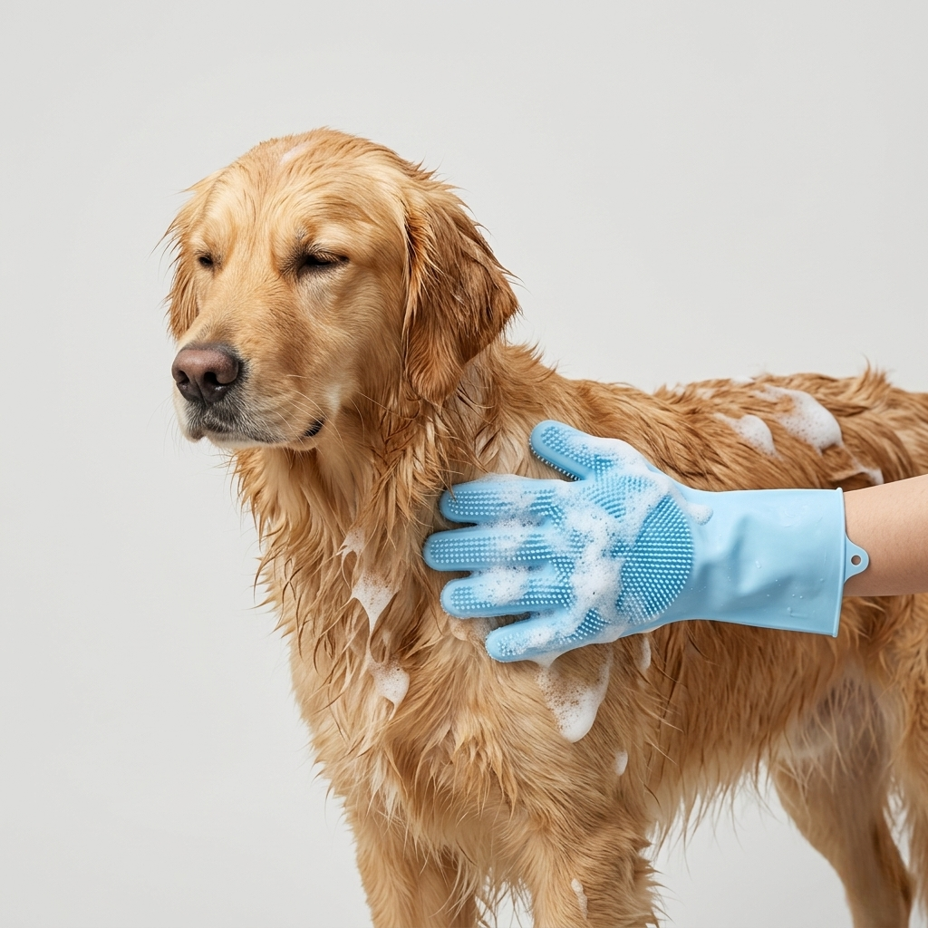Soft silicone glove brush for cats and short- to medium-coat dogs