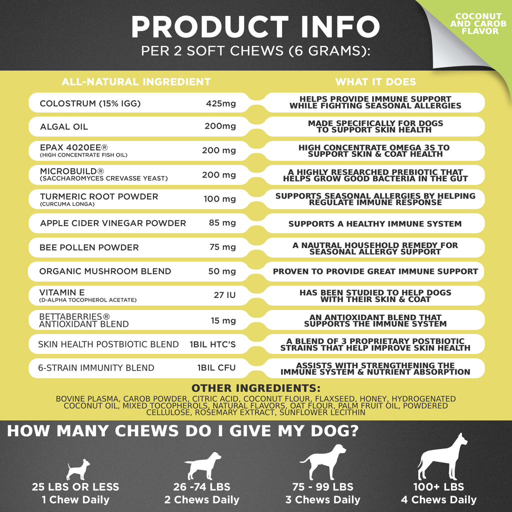 Googipet Allergy & Immune Support coconut & carob chews with a probiotic blend for gut flora