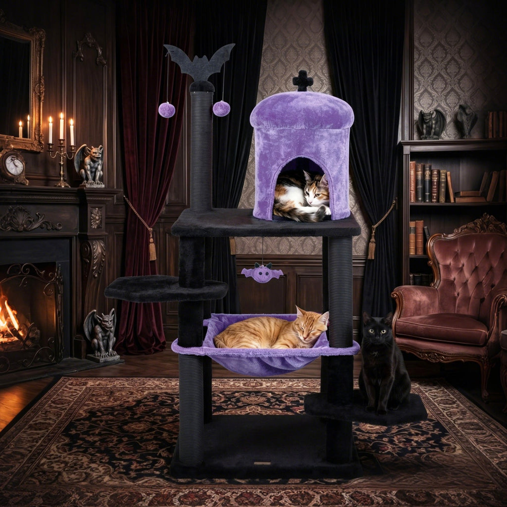 Gothic cat tree hammock and condo