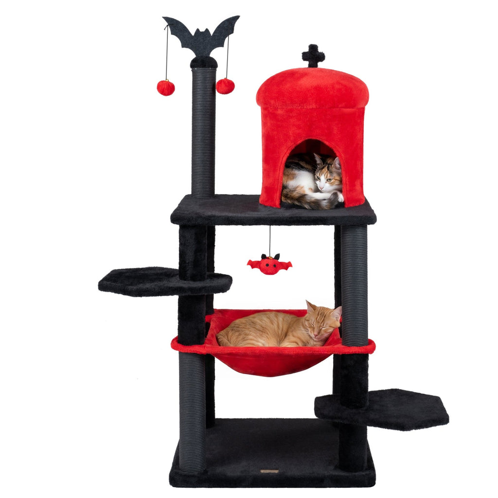 Gothic cat tree with a large 17 x 14.5 inch hammock