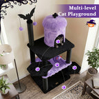Gothic cat tree scratching posts and spider toy