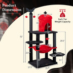Gothic cat tree with spider jingle ball and pompoms with bells