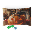 Halloween jack-o'-lantern pet bed with fleece top, 28 x 18 in size