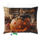 Halloween jack-o'-lantern pet bed with fleece top, 50 x 40 in size