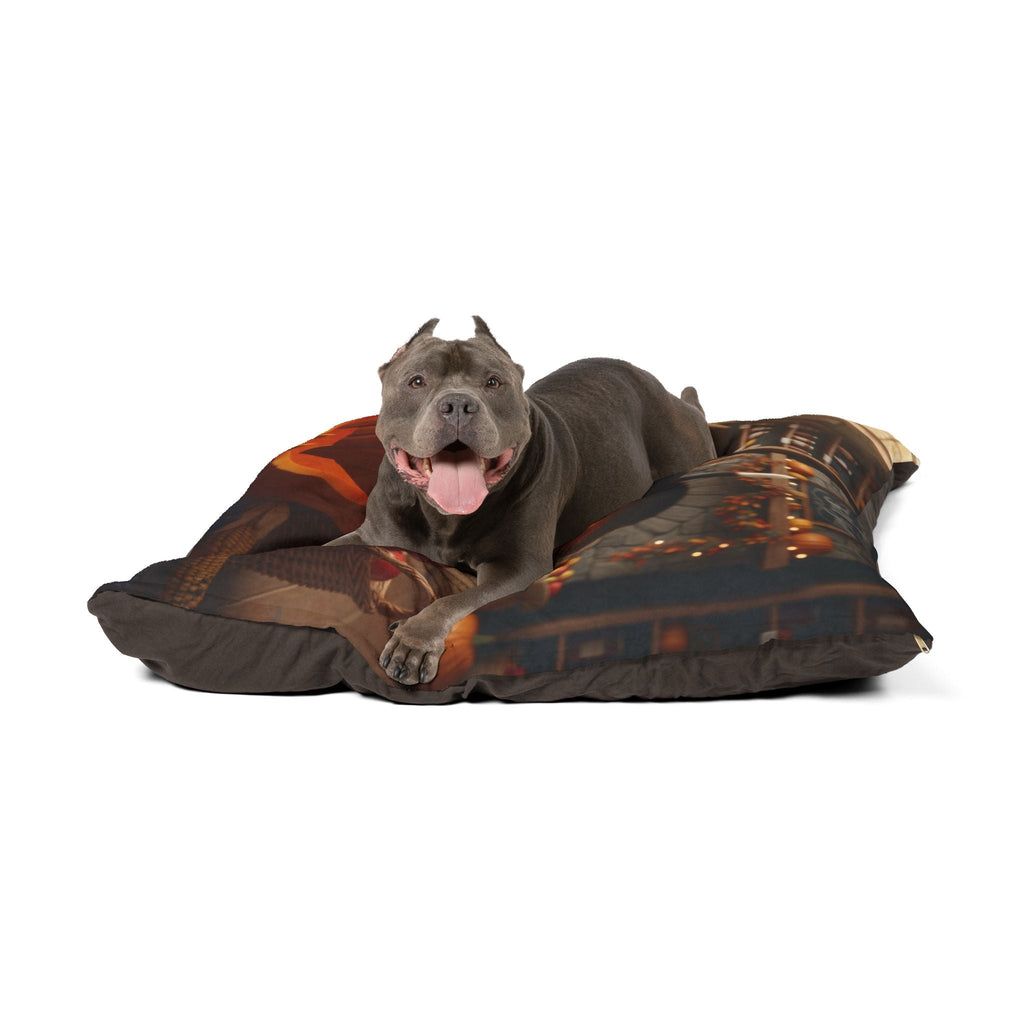 Halloween pet bed with removable zippered machine-washable cover