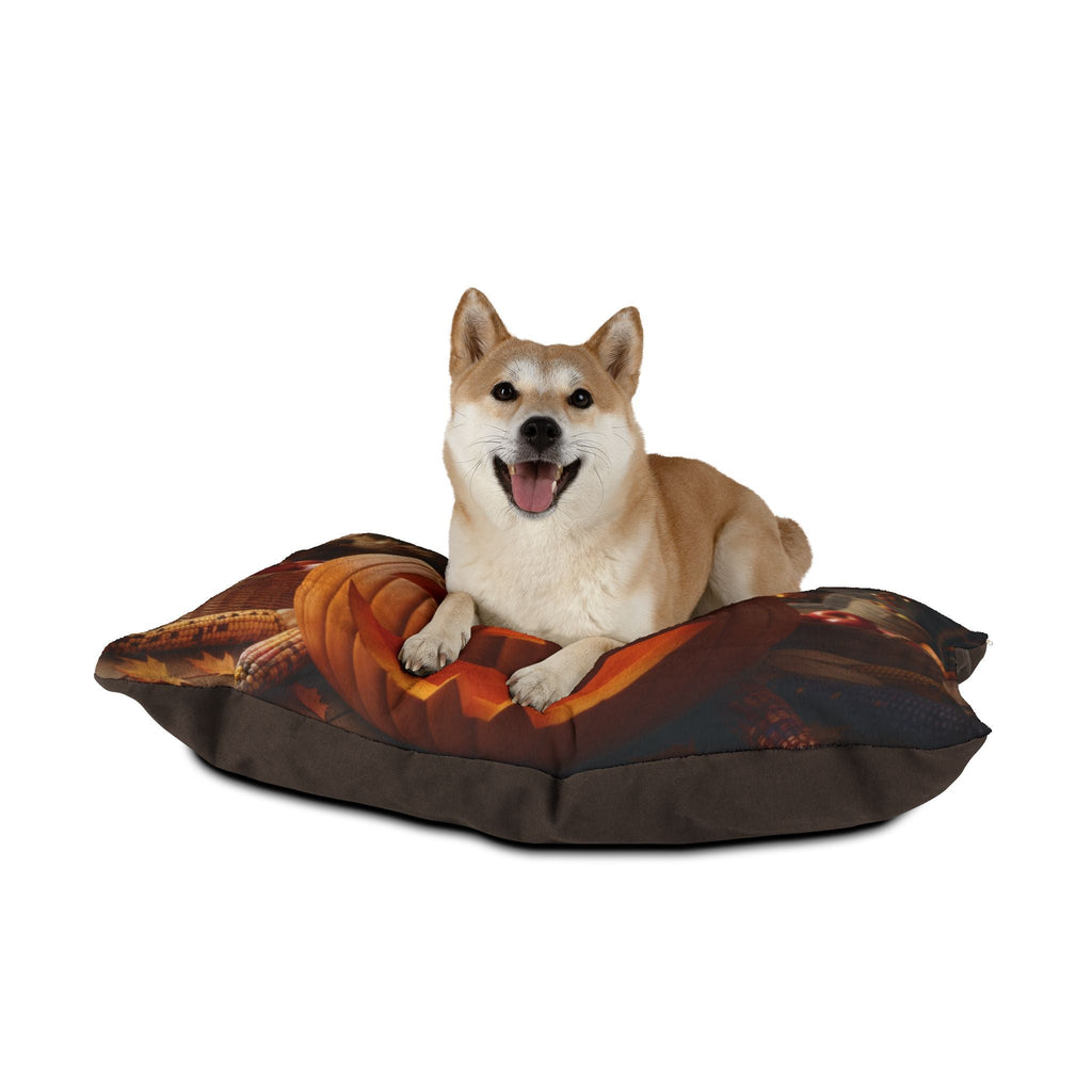 Plush Halloween pumpkin pet bed with shape-retaining insert