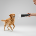 Handheld dog trainer with ABS housing and silicone buttons for barking and digging