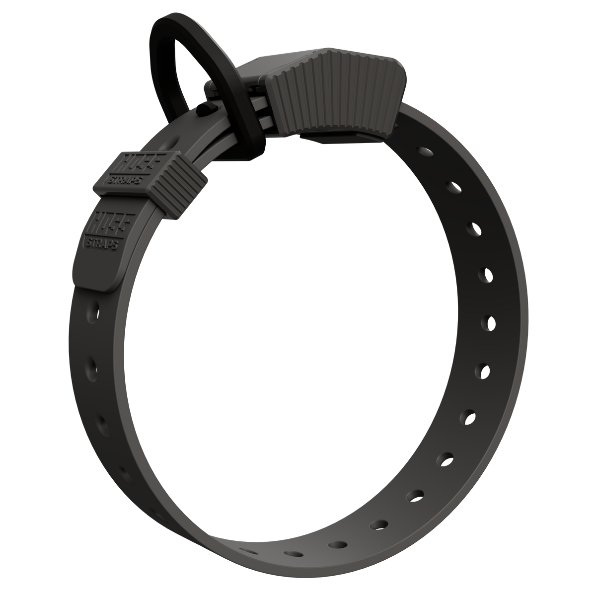 Charcoal Hoss Straps Field Collar with a powder-coated aluminum D-ring, fits necks to 22 inches