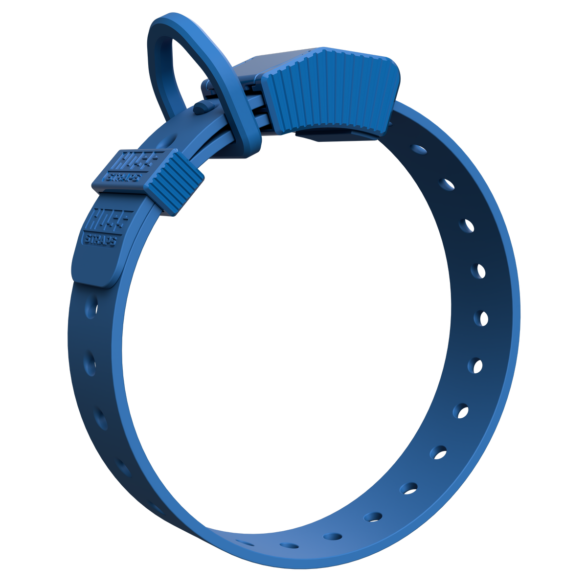 Cobalt Blue Hoss Straps Field Collar with an aluminum D-ring that holds a consistent fit