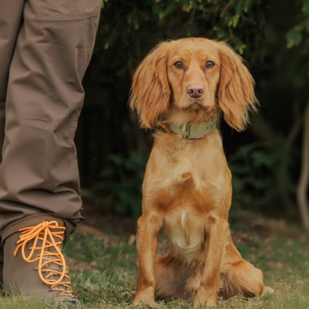 Hoss Straps Field Collar with a D-ring that sits against the buckle to hold a set fit