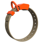 Covey colorway of the Hoss Straps Field Collar in orange and tan with an aluminum D-ring