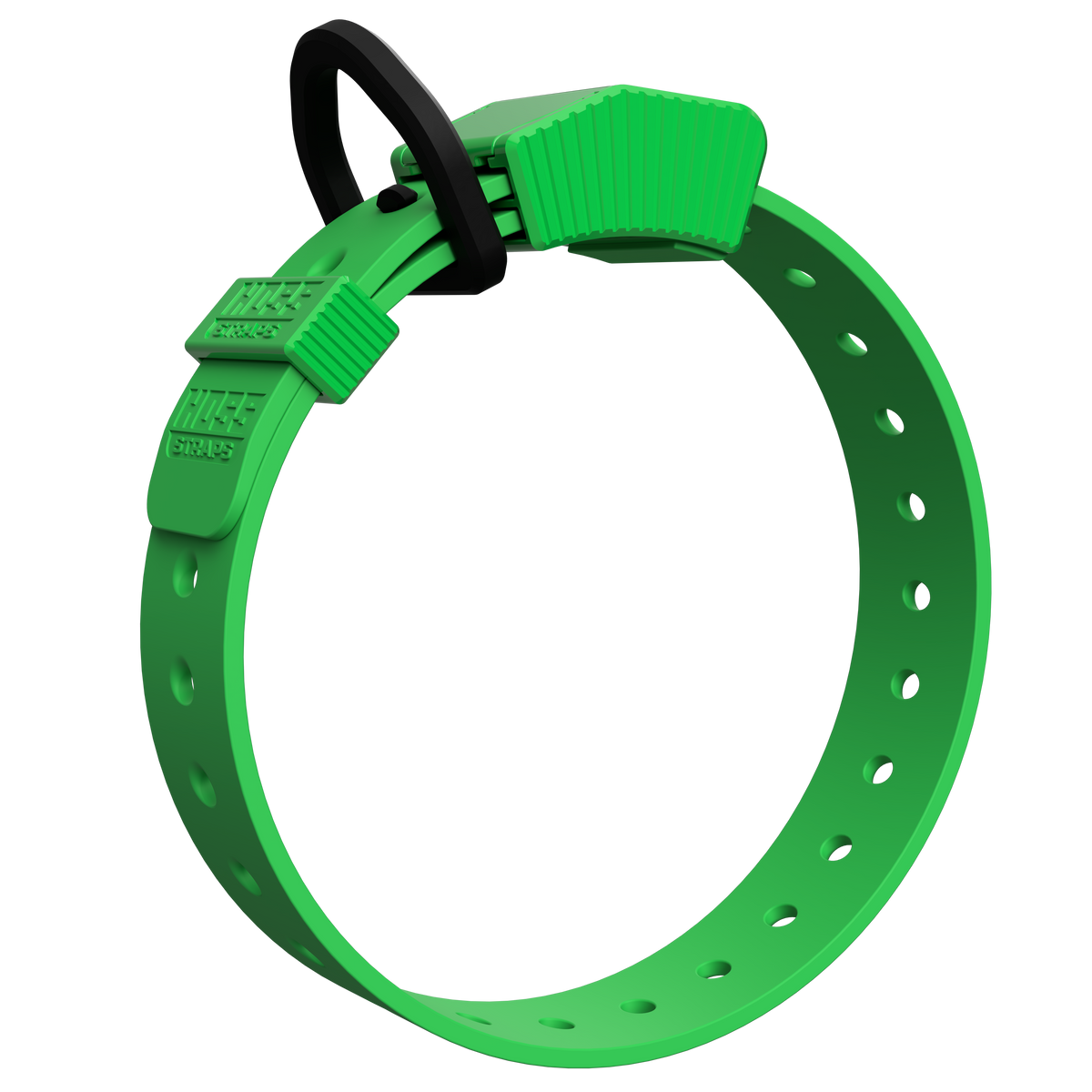 High Vis Green Hoss Straps Field Collar, a bright waterproof collar with an aluminum D-ring