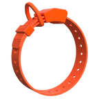 Angled view of the Hunter Orange Hoss Straps Field Collar with a powder-coated aluminum D-ring
