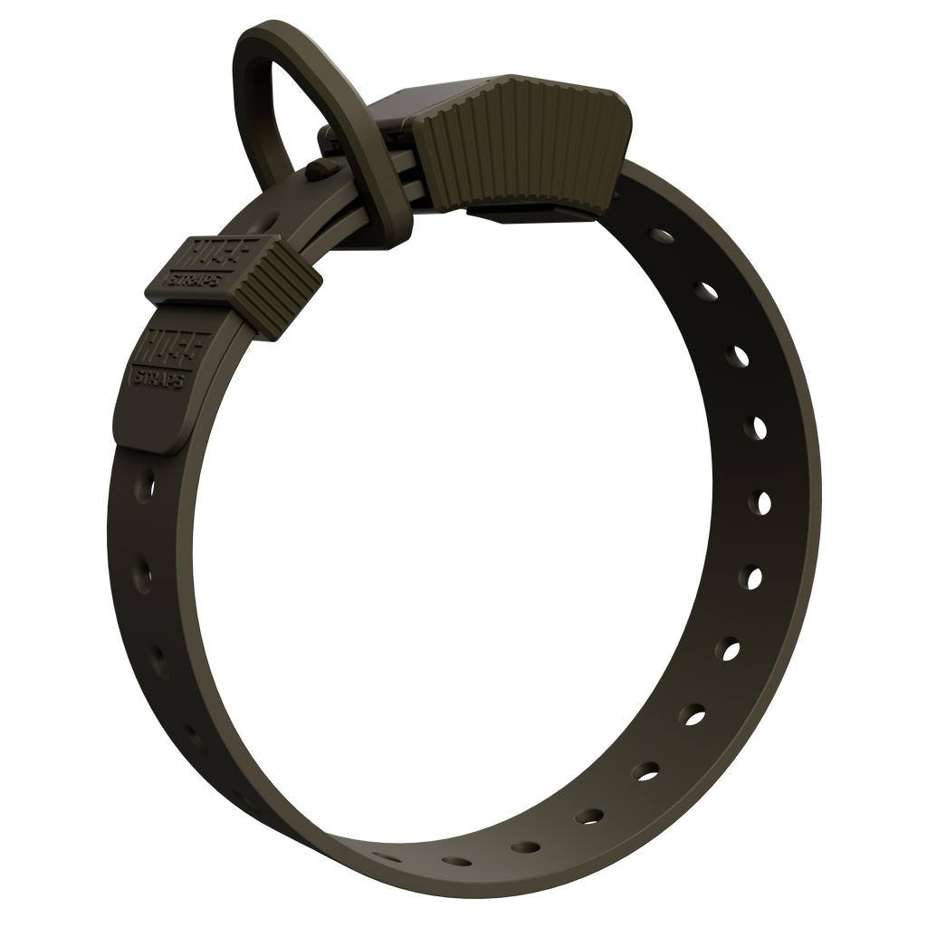 Olive Green Hoss Straps Field Collar with a 1 1/16 inch waterproof strap that does not stretch