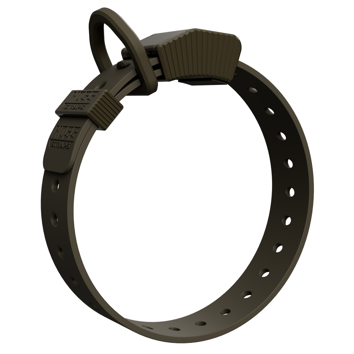 Olive Green Hoss Straps Field Collar with a 1 1/16 inch waterproof strap that does not stretch