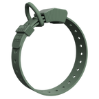 Angled view of the Seafoam Green Hoss Straps Field Collar with its click-in aluminum D-ring