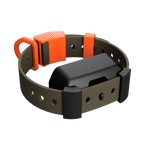 Blaze colorway Hoss Straps Training Collar Setup in orange and olive with the Garmin adapter
