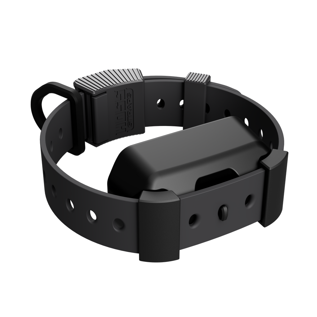 Charcoal Hoss Straps Training Collar Setup with Garmin adapter on a 1 1/16 inch strap