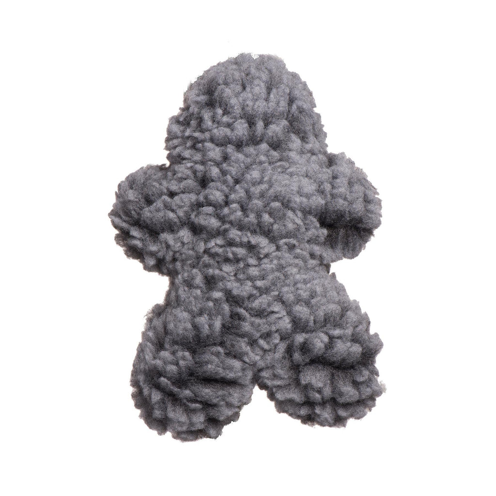 Gray HuggleFleece Man plush dog toy by HuggleHounds in dense synthetic lambswool