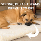 HuggleFleece mat seams that HuggleHounds says are strong and difficult to rip apart