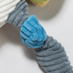 HuggleHounds Dilly Duck Knottie, a squeaky duck plush with blue and gray knotted wings